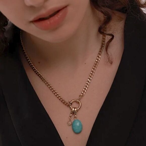 #19 NEW Amazonite Gold Chain Necklace - Picture 8 of 10